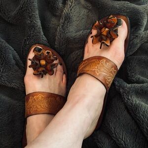 Gorgeous handmade leather sandals imported from Guyana 🇬🇾